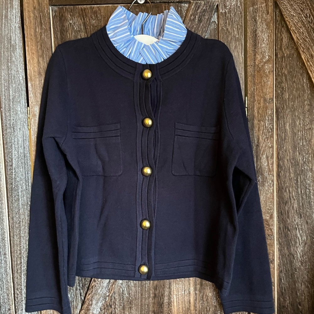 Classic Navy Blazer with Gold Accents
